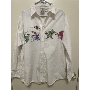 1994 Warner Bros Looney Tunes Button Up Shirt Size L Taz, Bugs, Bugs Bunny